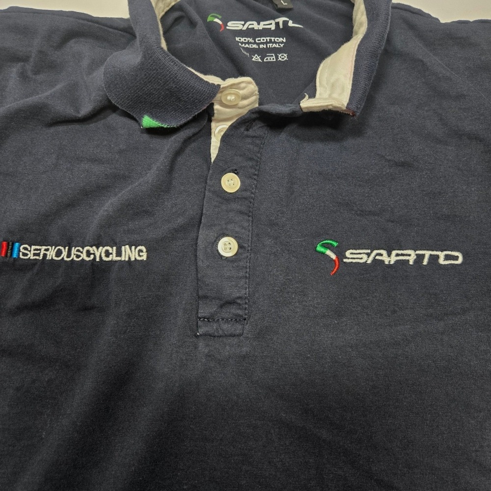 Sarto Serious Cycling Polo Shirt Mens M / L Blue Made In Italy Bike Road Core - Picture 9 of 10